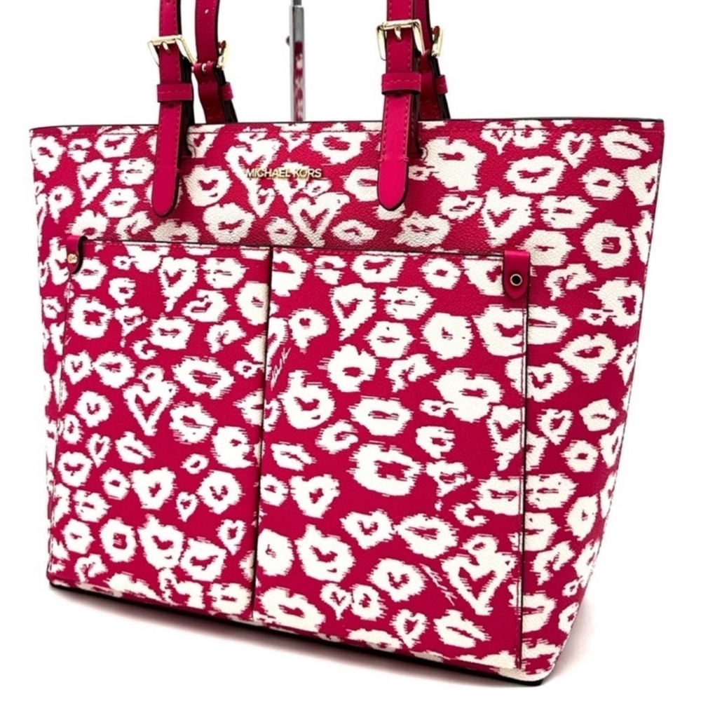 Michael Kors Jet Set Medium Pocket Tote Bag Electric Pink Multi